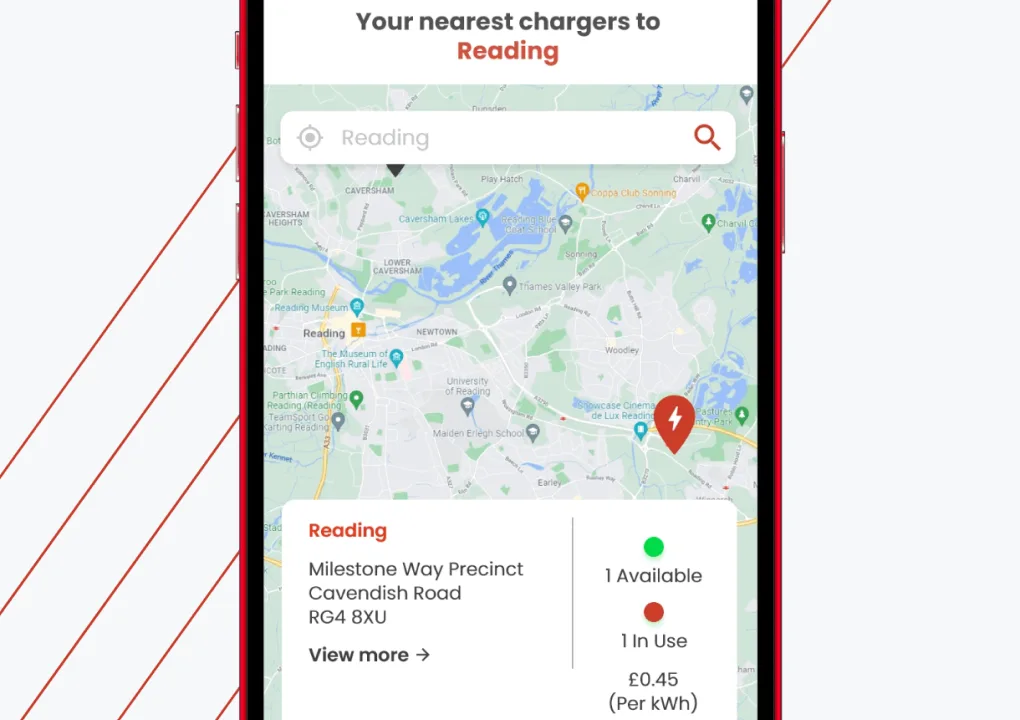 Instavolt map showing local chargers