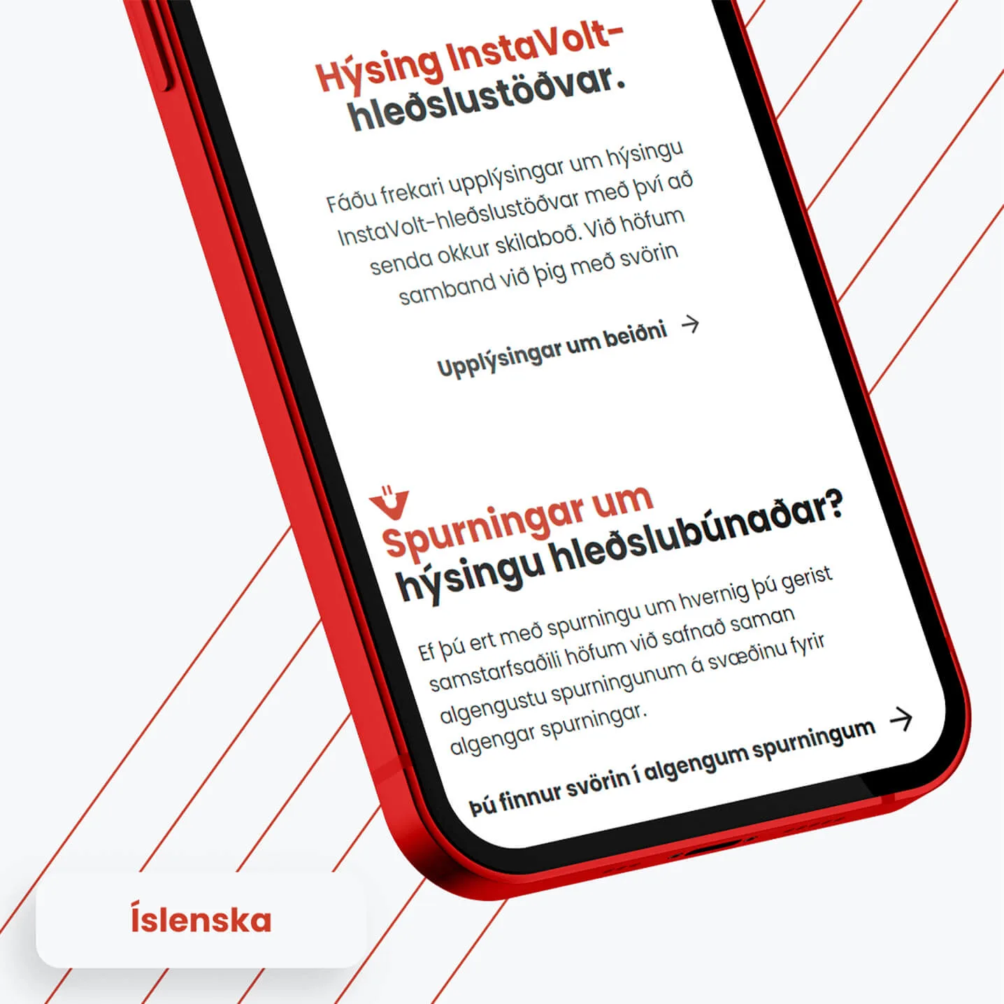Device showing the InstaVolt website