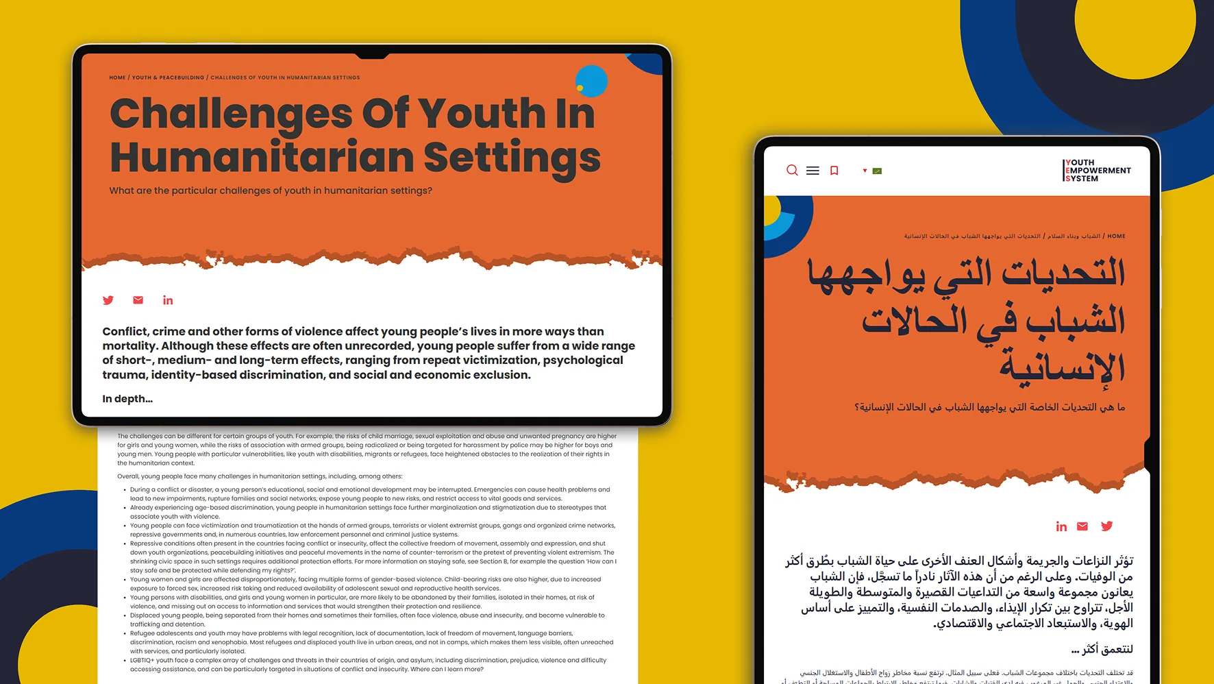 Website mockup with translated content