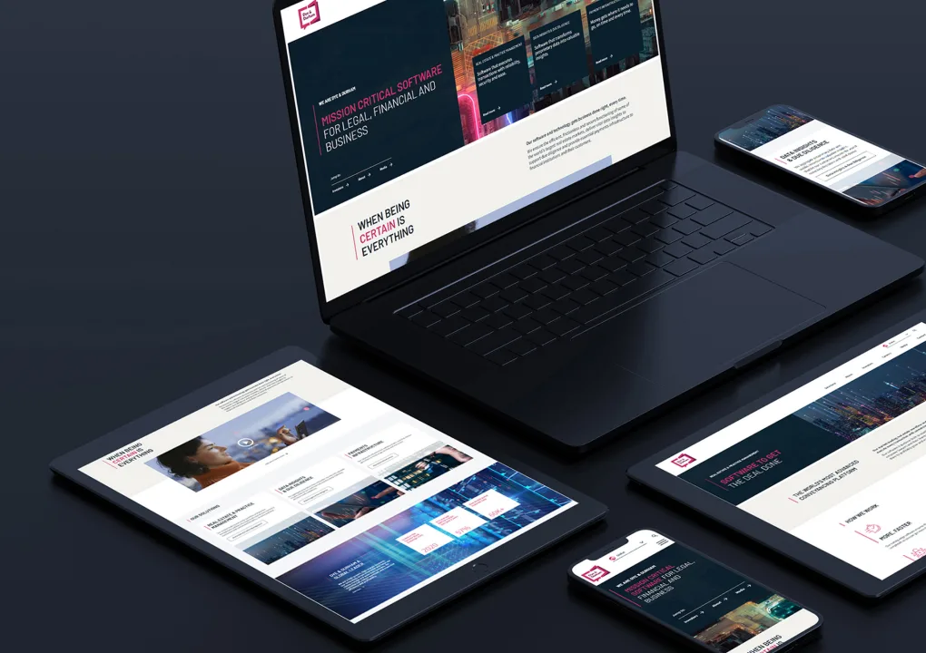 Website mockup on laptop, tablet and phone