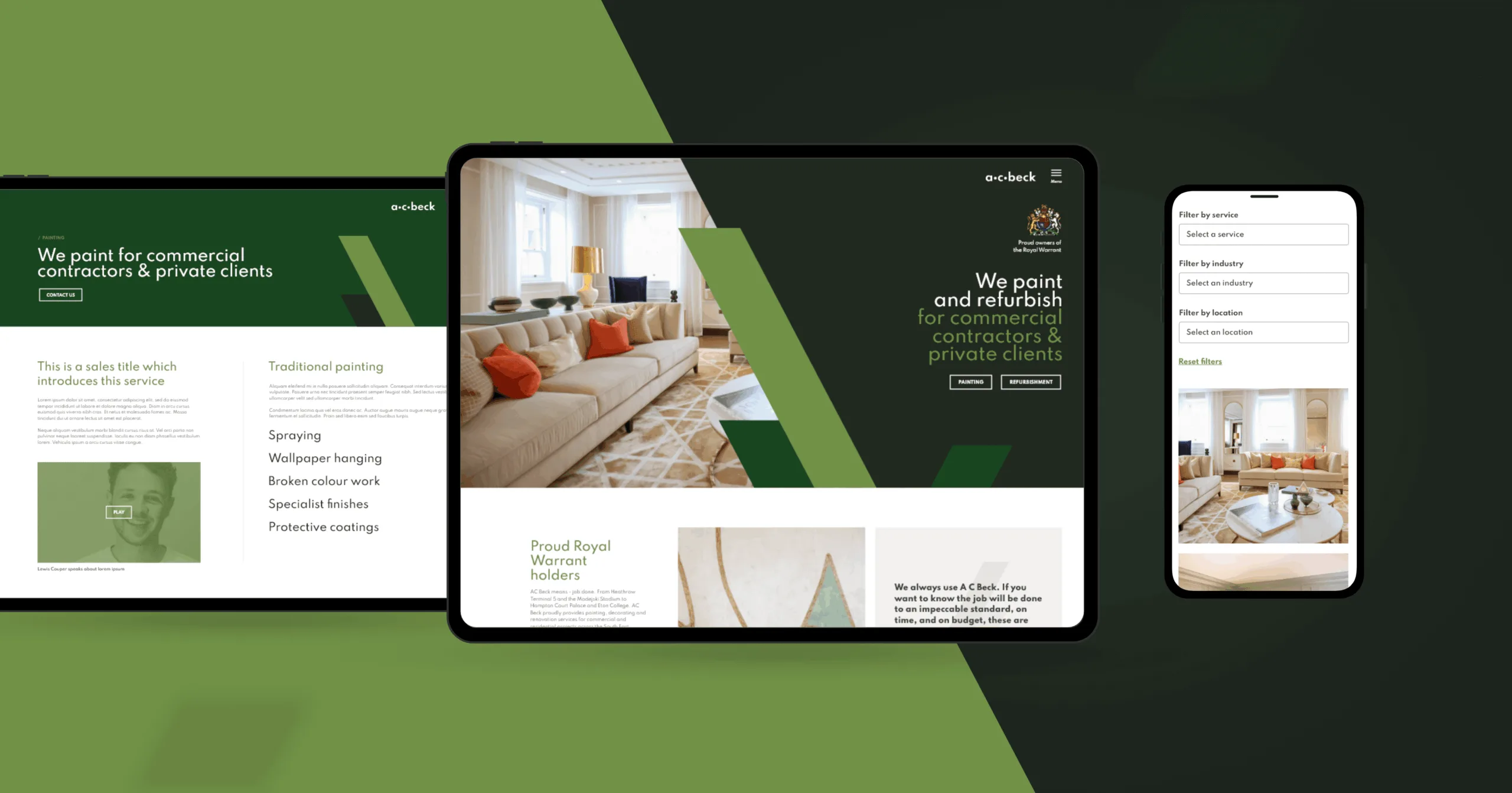 Devices showing the AC Beck website