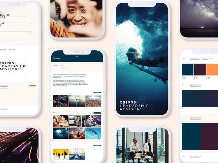 Devices showing Cripps brand guidelines