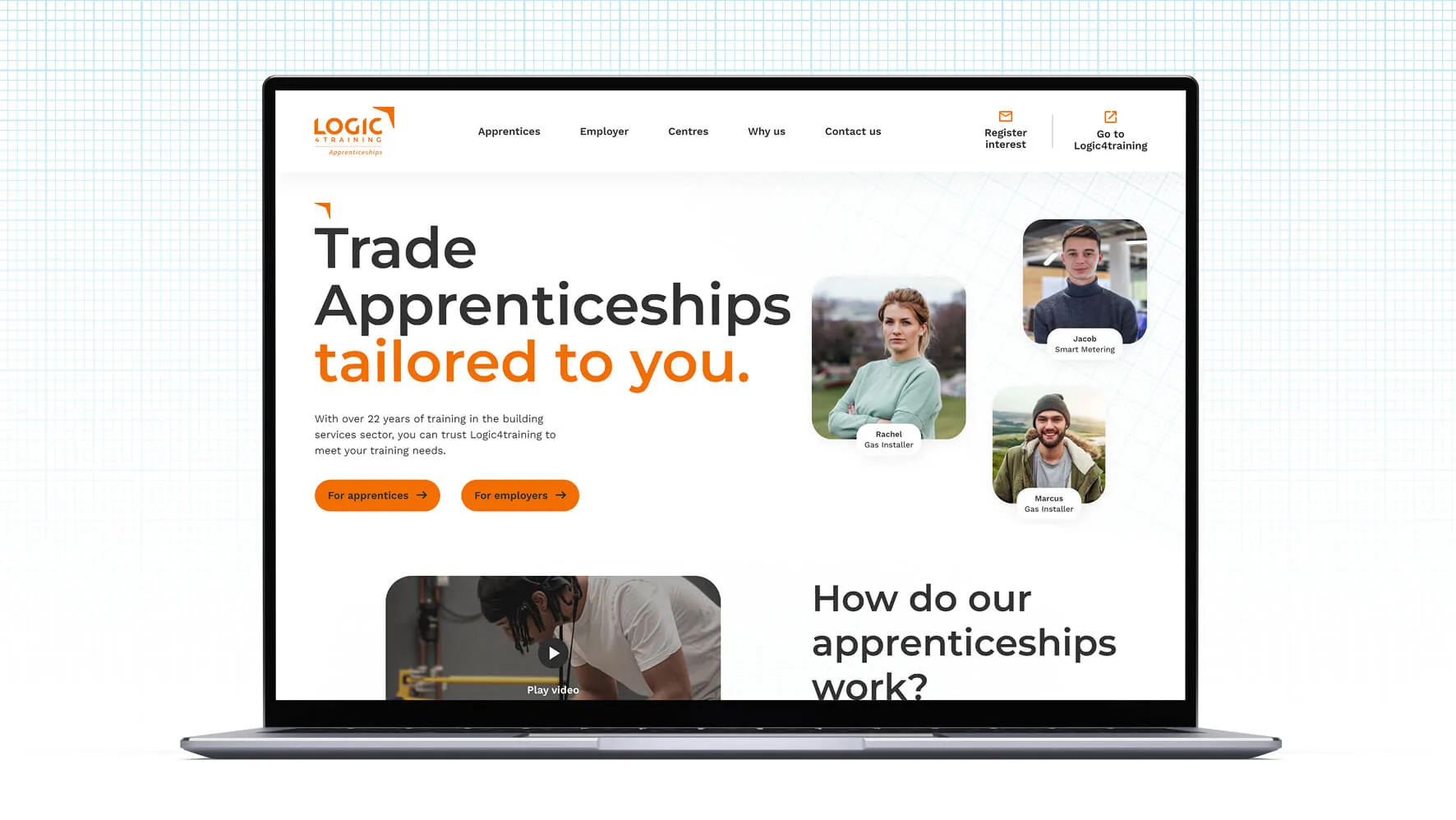 Devices showing Logic4training Apprenticeships Website