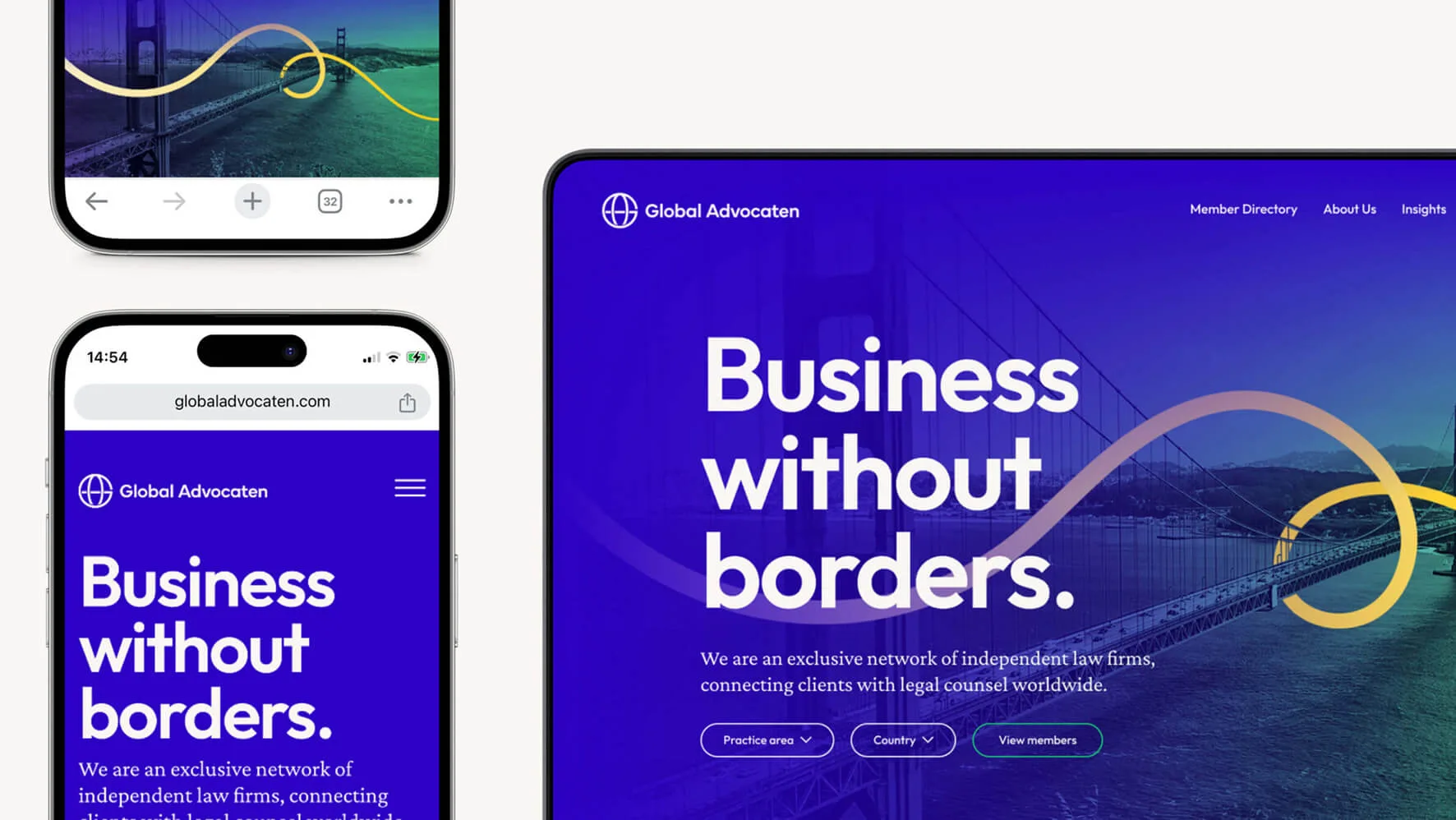 Devices showing Global Advocaten Website