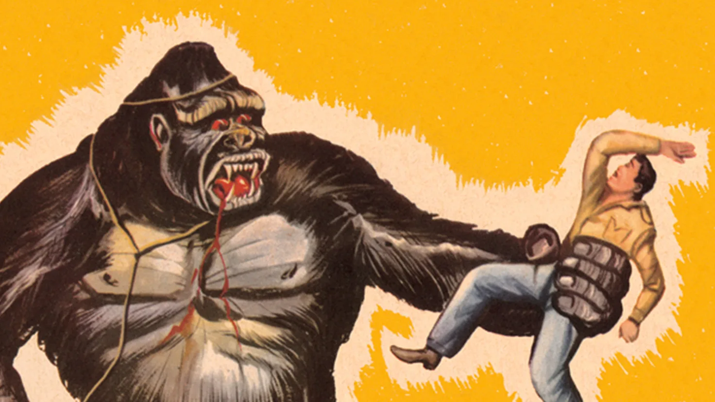 Gorilla holding a human