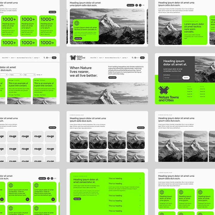 Breakdown of wireframes, showing the pages