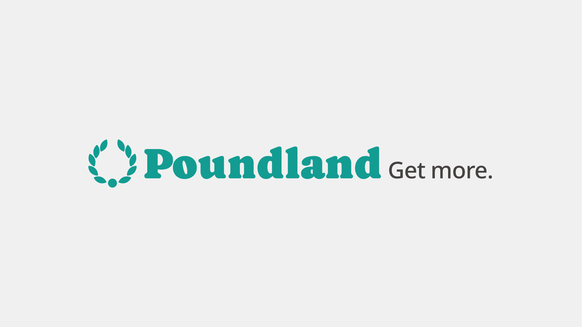 Proposed visual identity for Poundland rebrand. Poundland rebrand logo and Get More strapline